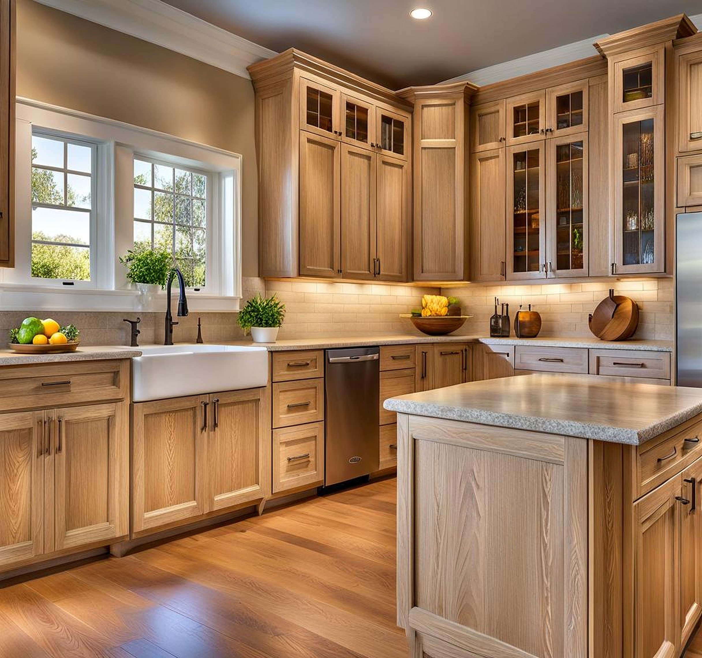 kitchen cabinets white washed oak