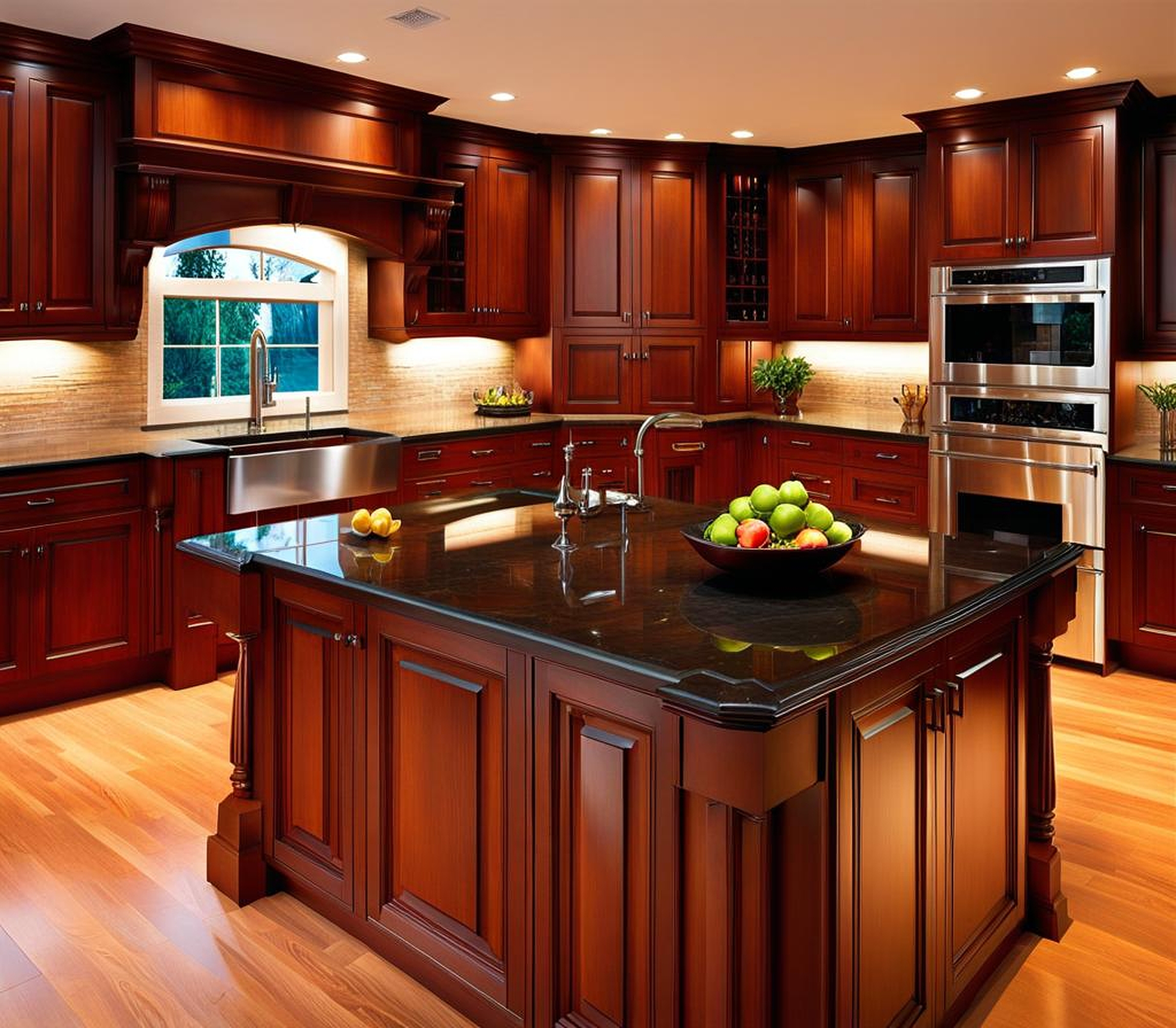 kitchen countertops with cherry cabinets