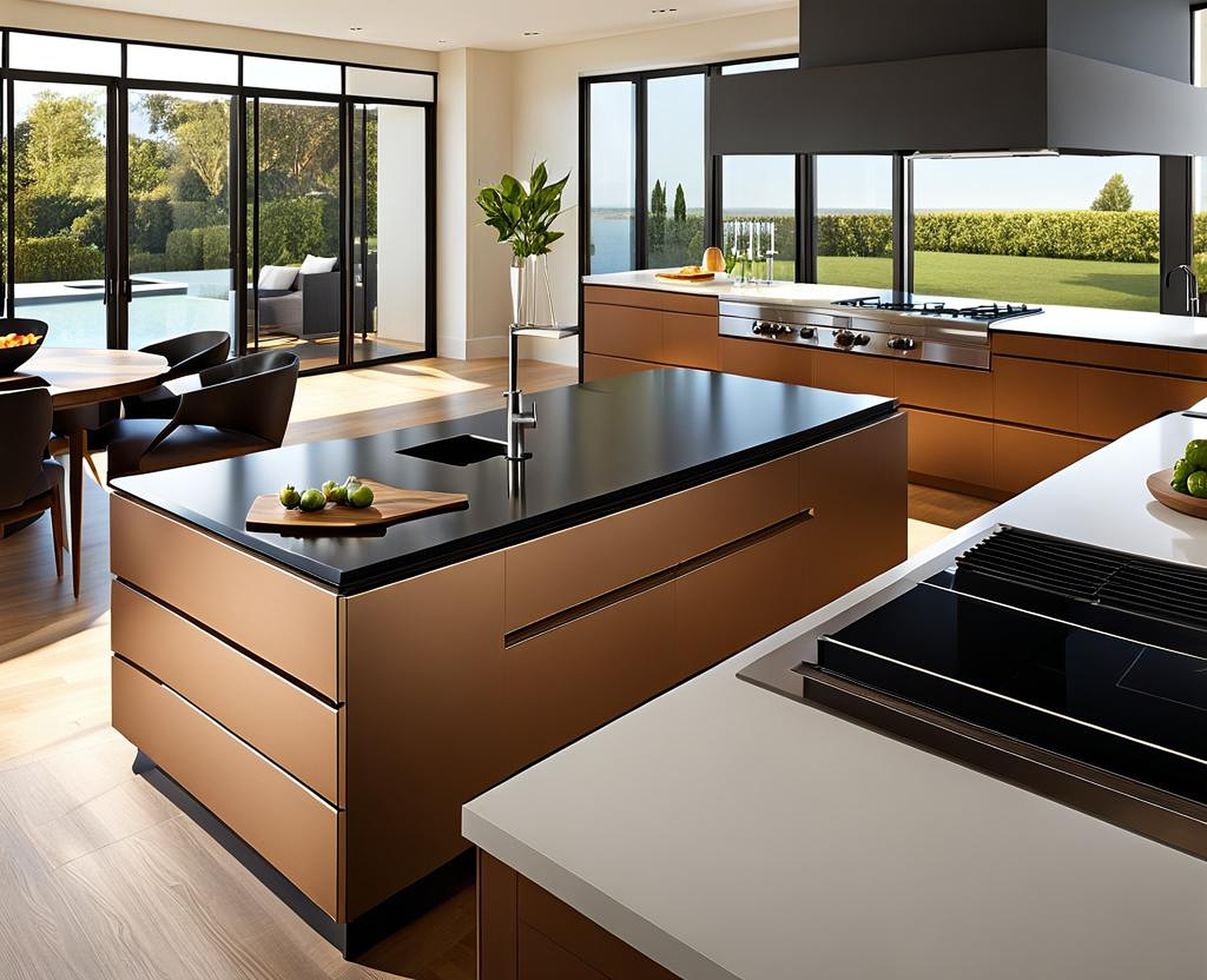 Elegant Kitchen Islands Complemented by Sophisticated Stoves