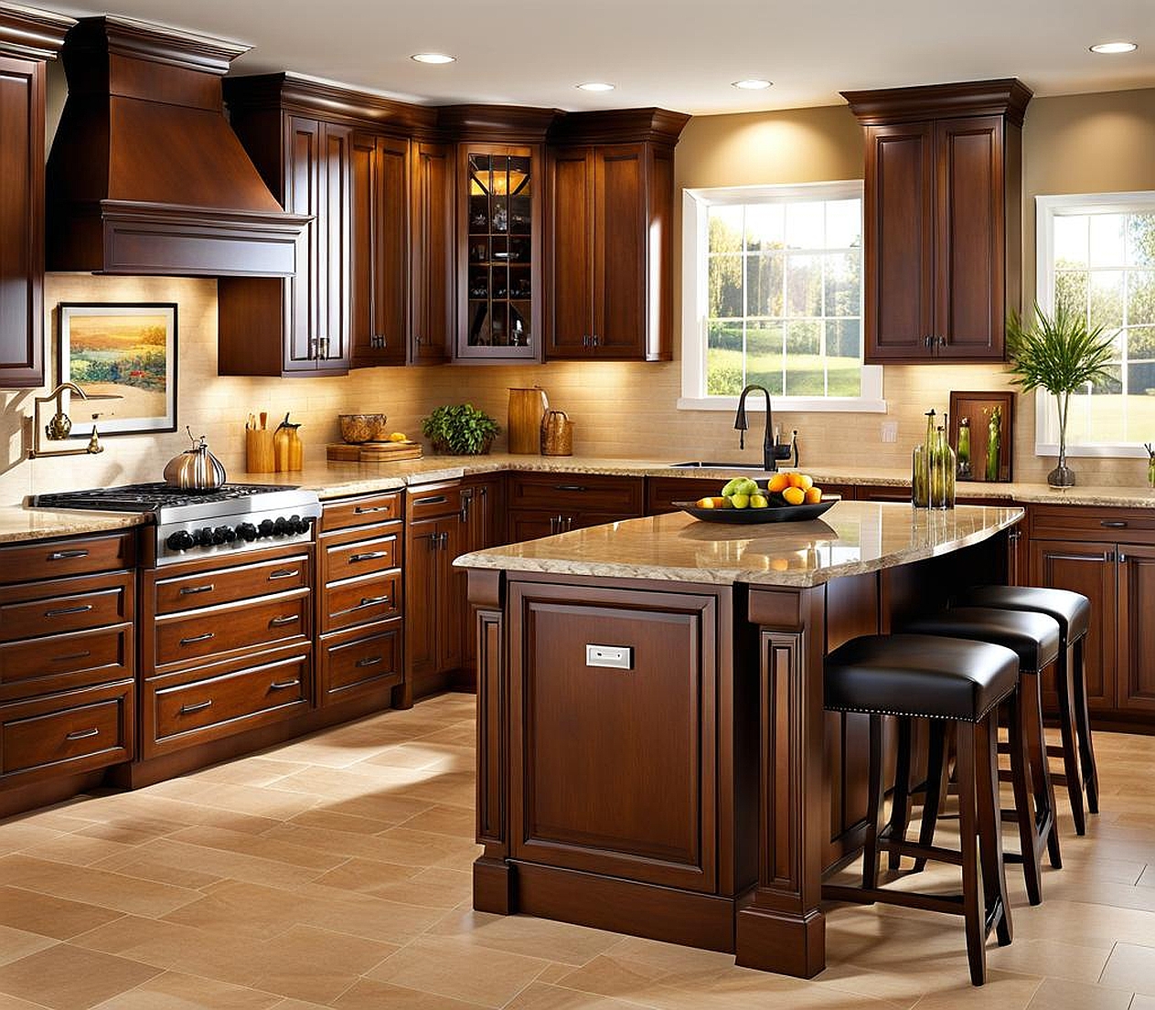 Elegant Kitchen Makeovers with Medium Brown Cabinets