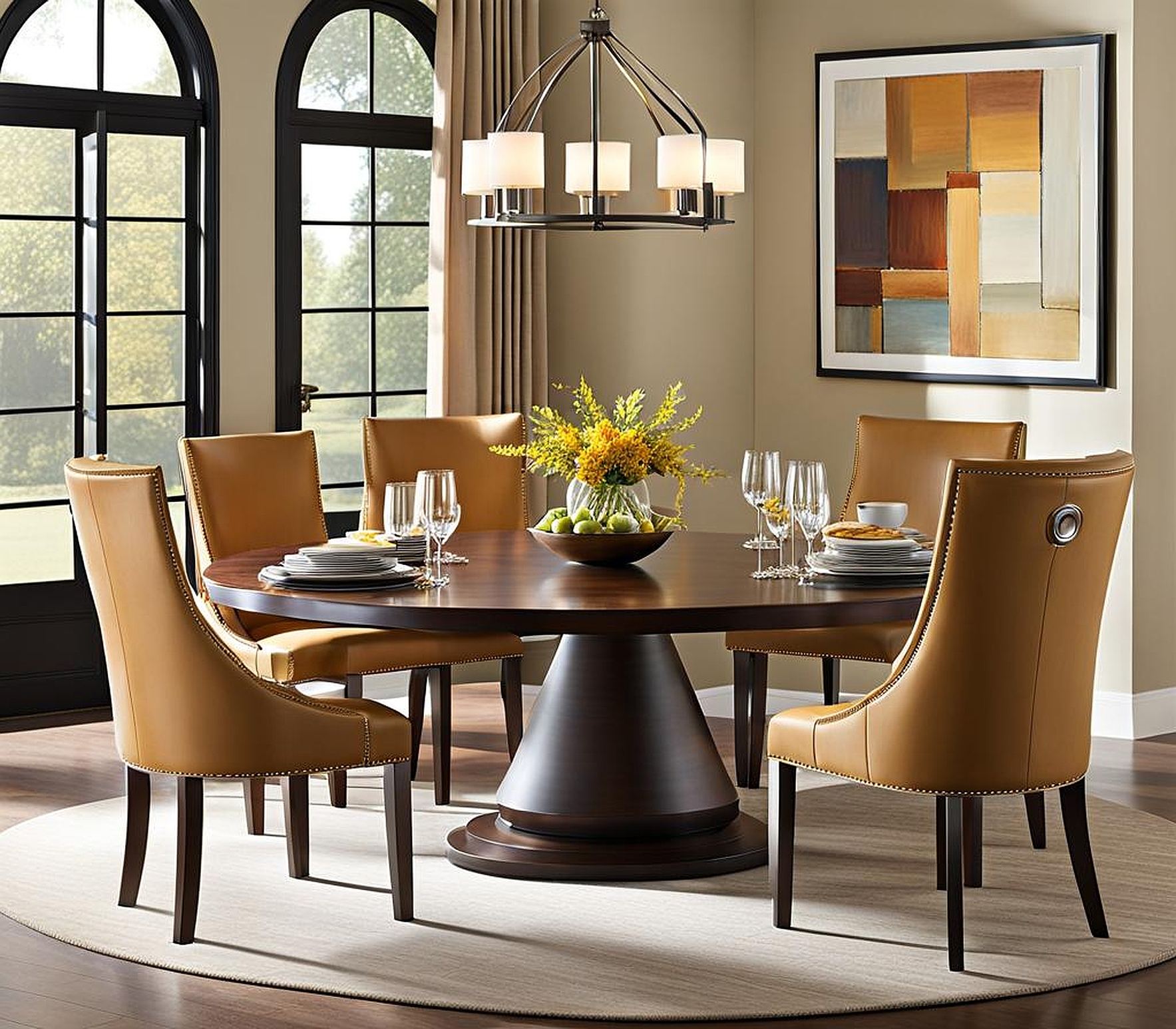 Expansive Round Kitchen Tables Anchoring Generous Spaces