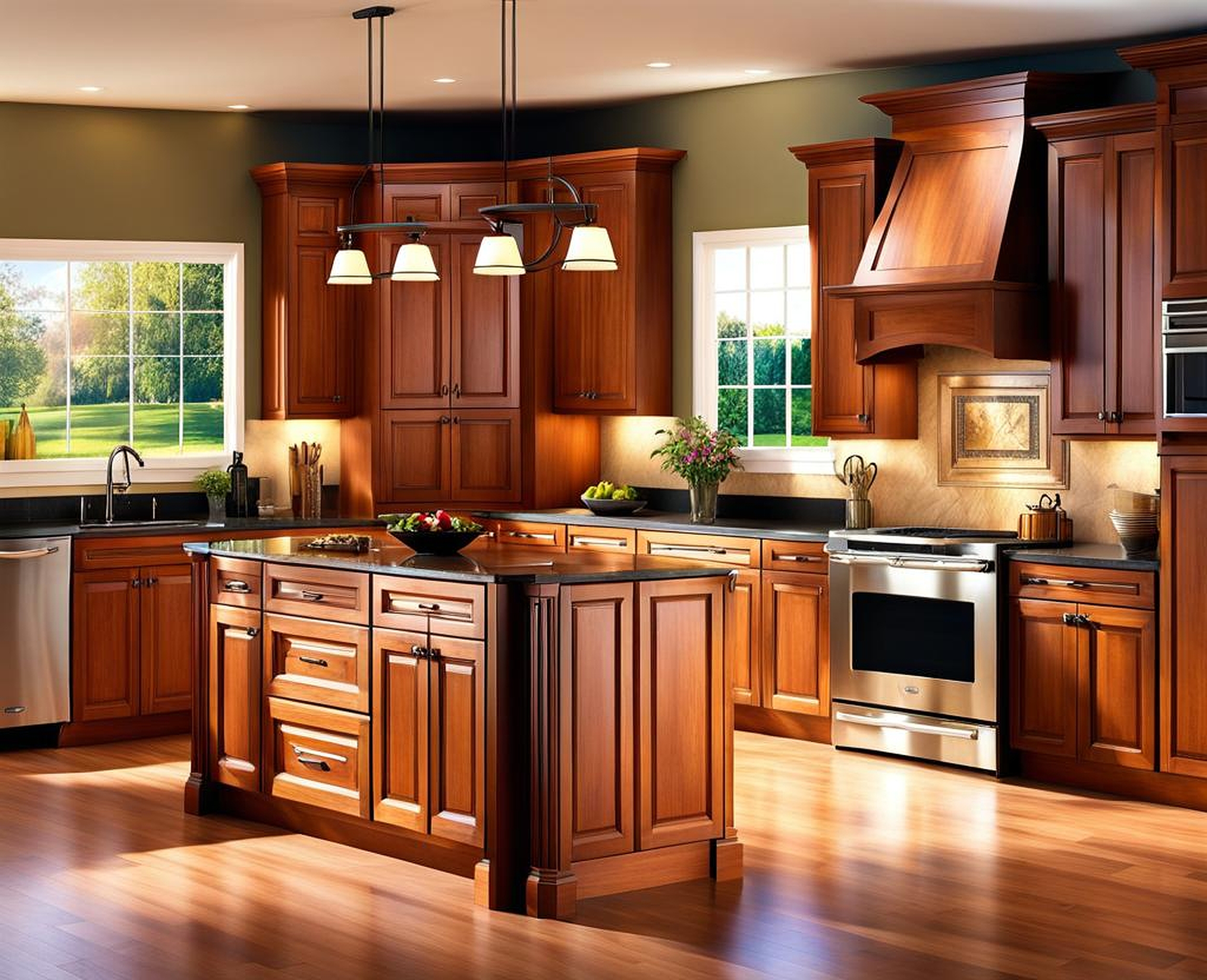 light cherry wood cabinets