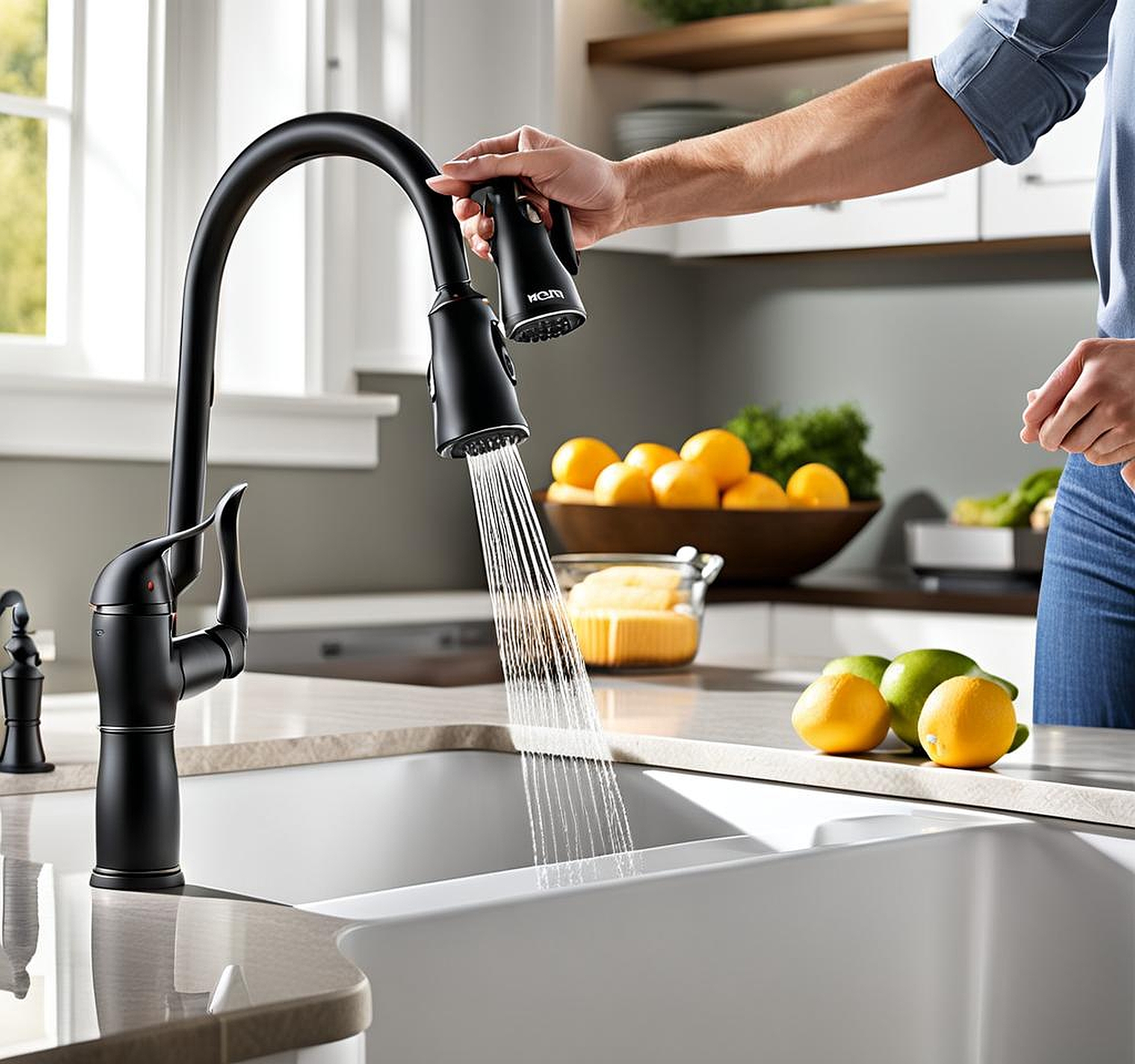 moen black kitchen faucet with sprayer