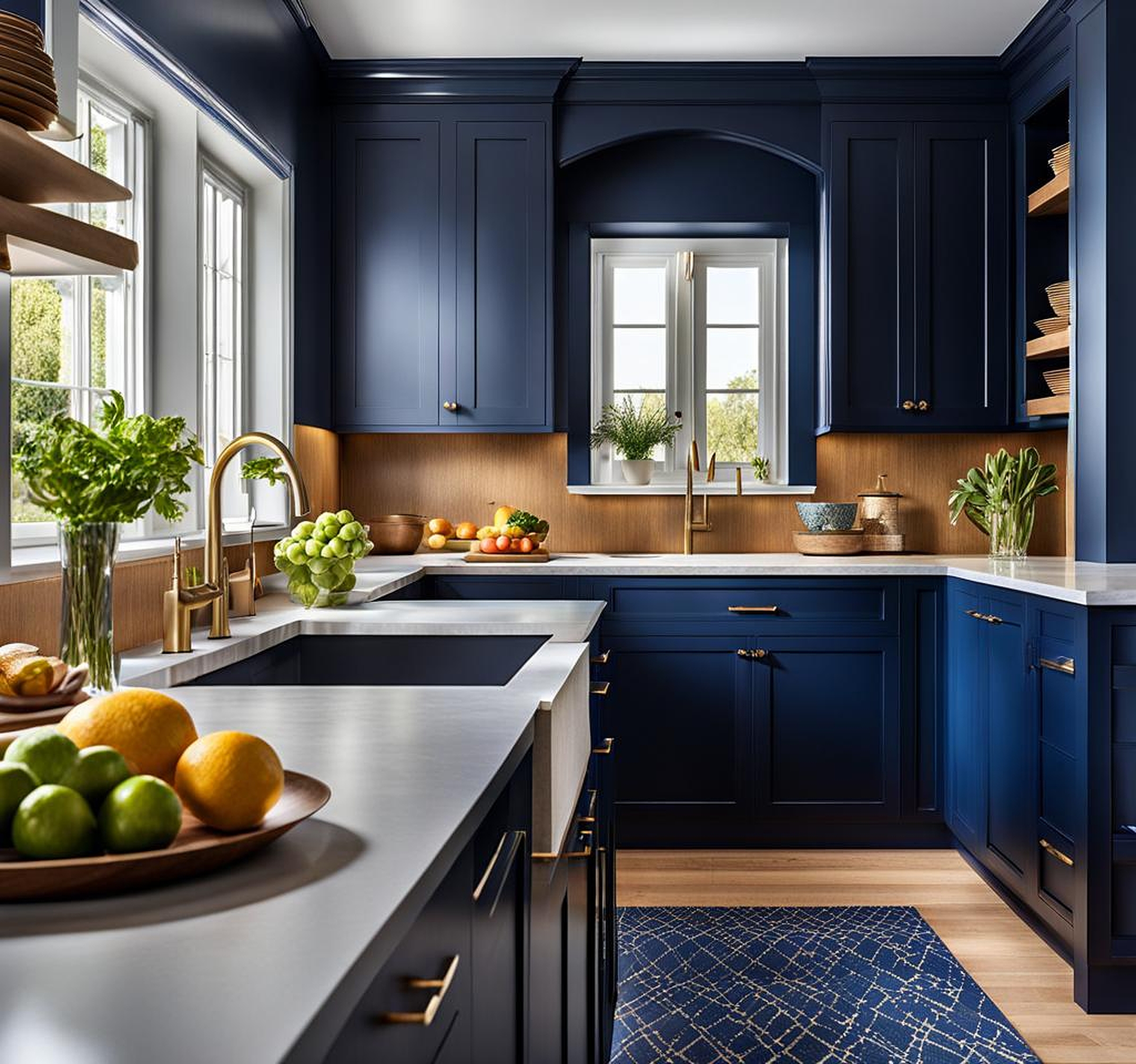 Create an Elegant Kitchen Haven with Navy Blue Walls