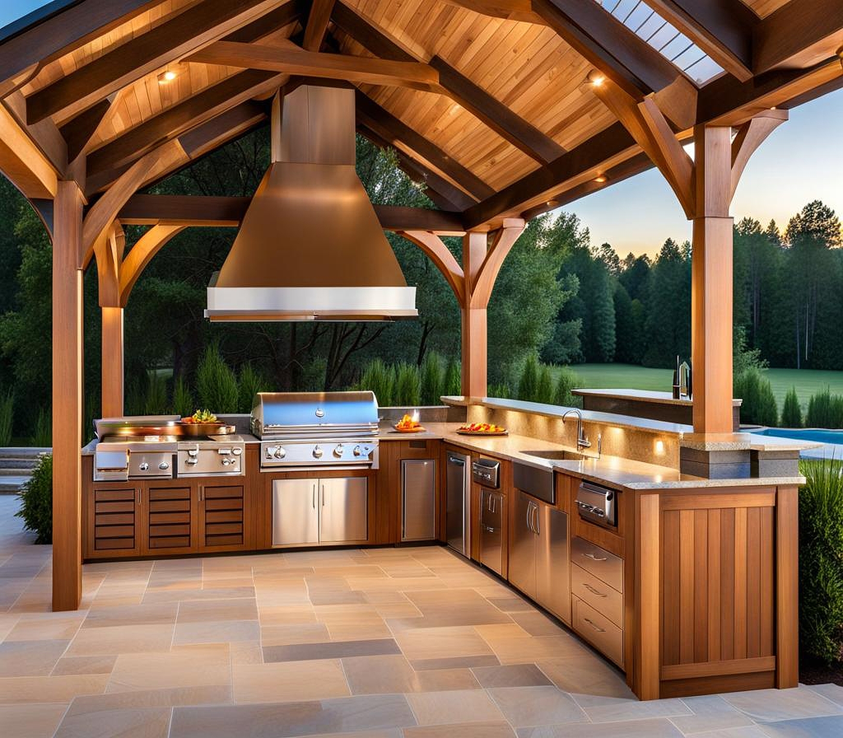 outdoor kitchen wood frame