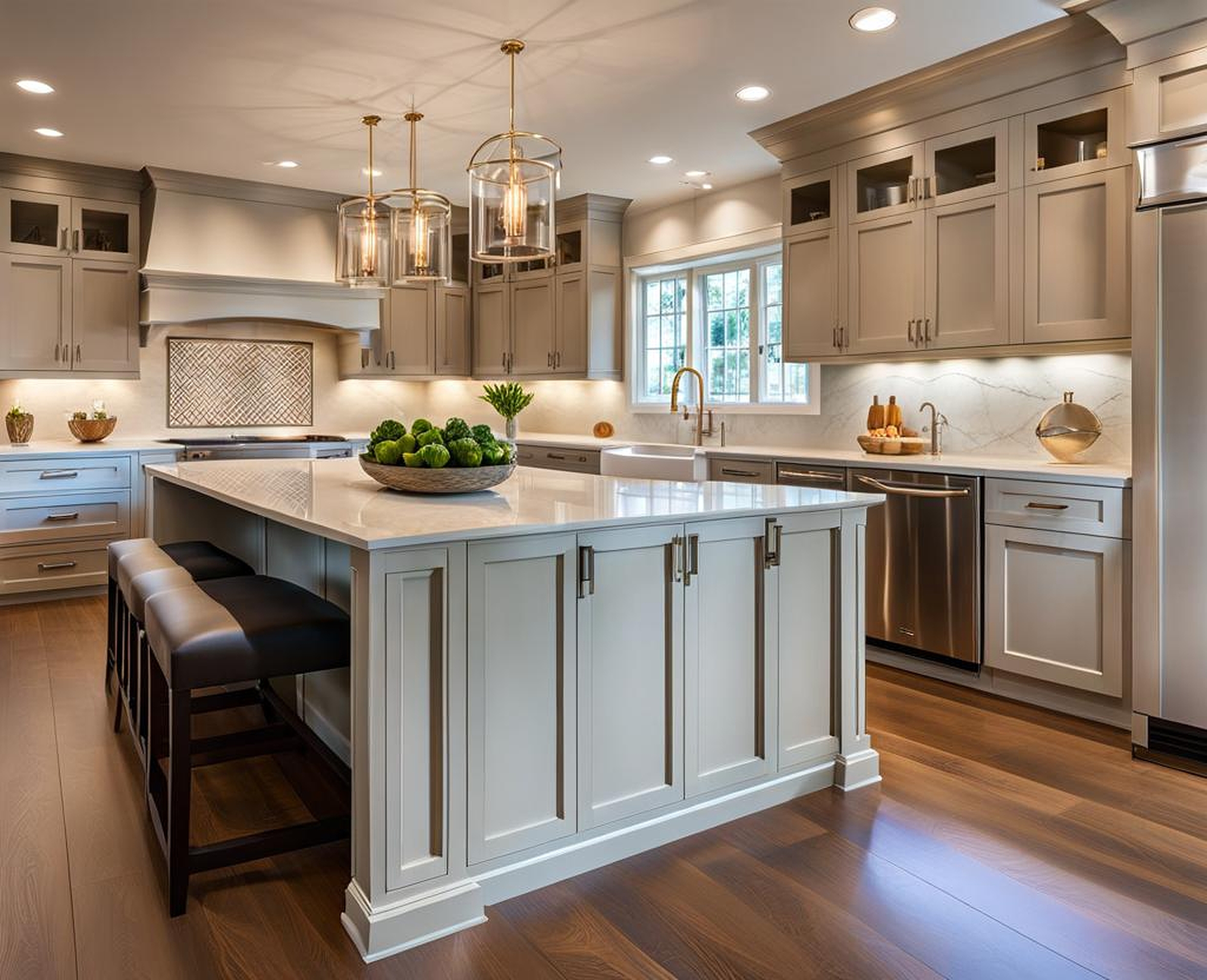 Effortlessly Chic Oyster Color Kitchen Cabinets