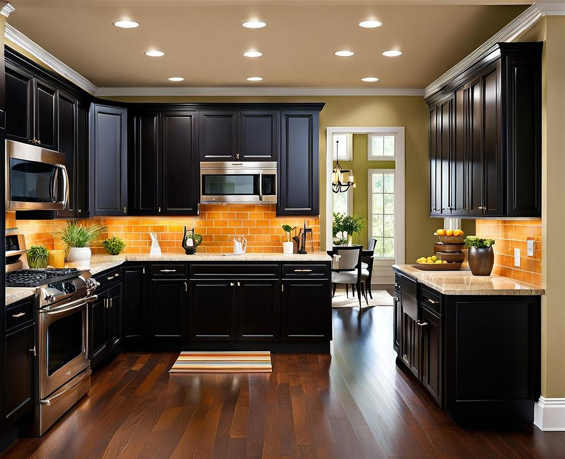 Invigorating Paint Colors for Petite Dark Cabinet Kitchenettes