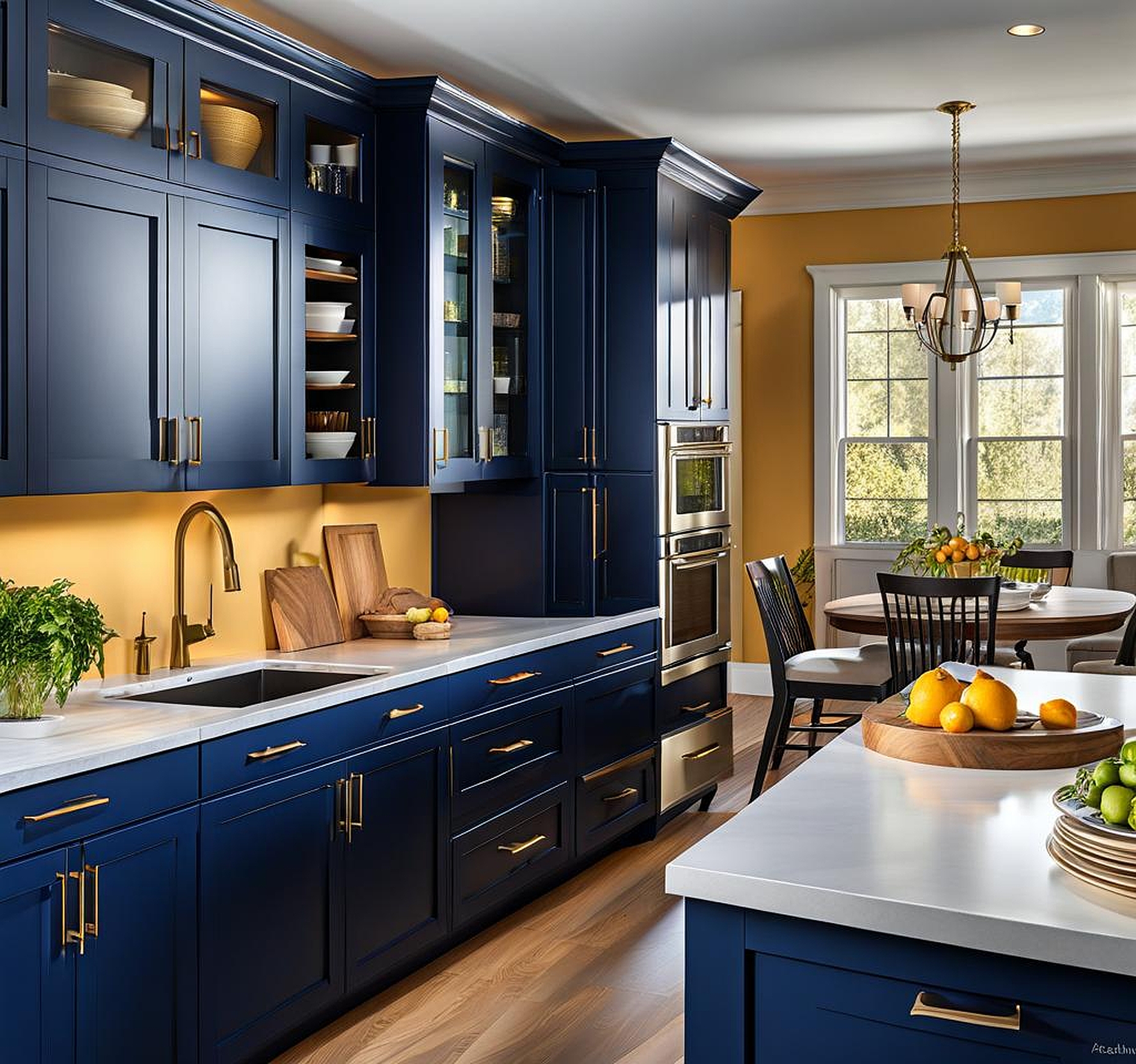 Envelop Your Kitchen in Regal Navy Blue Cabinets