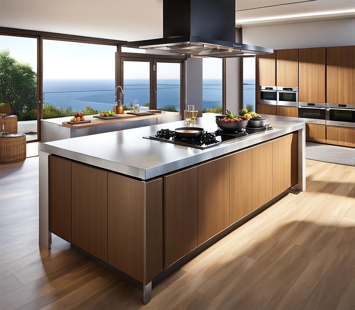 Sleek Small Kitchen Island Designs with Seamless Stove Incorporation