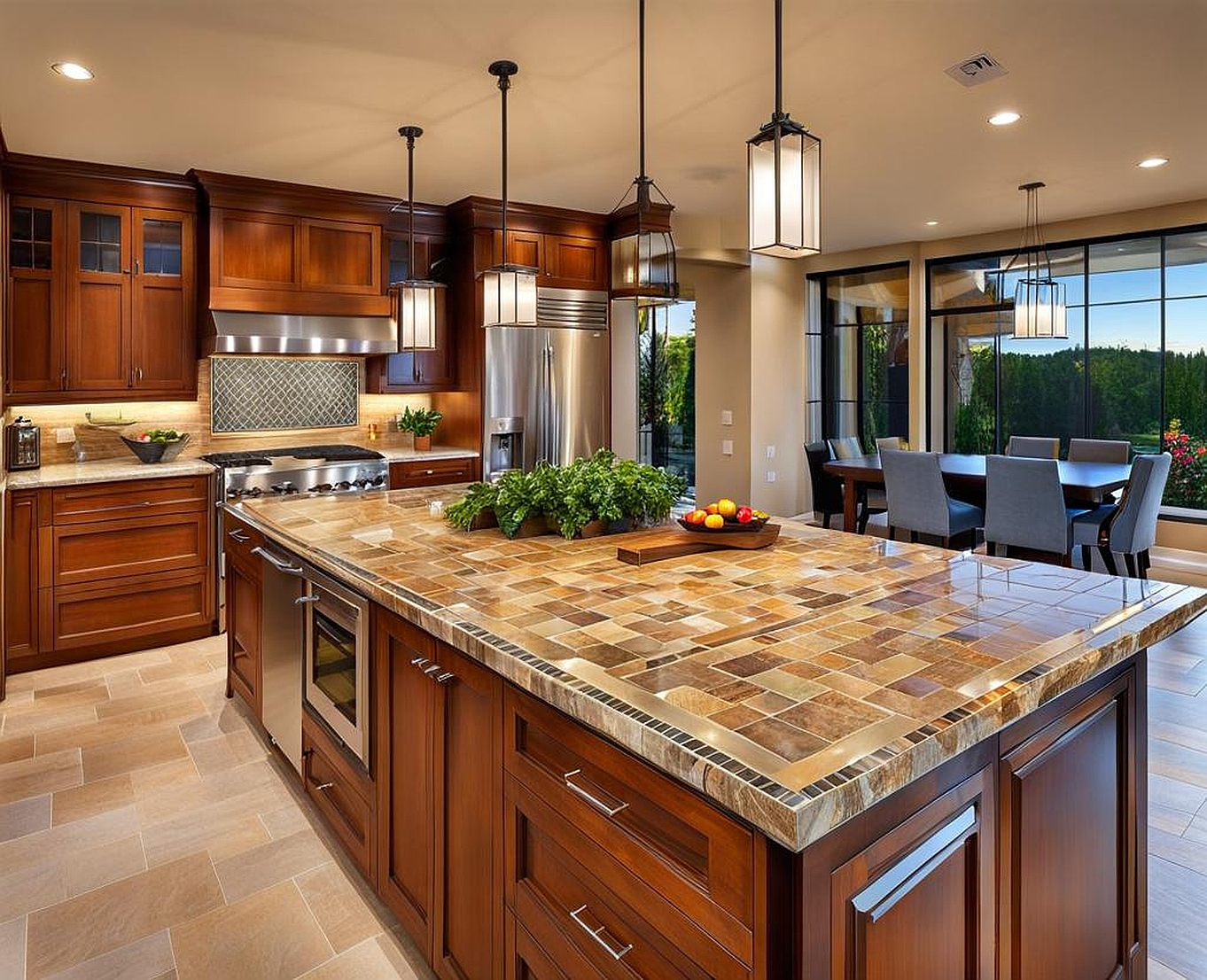 Upscale Your Kitchen with Tiled Island Designs