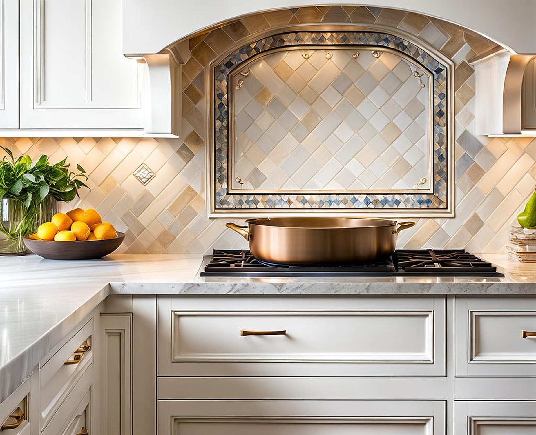 Exquisite Timeless Backsplash Grandeur for Refined White Kitchens