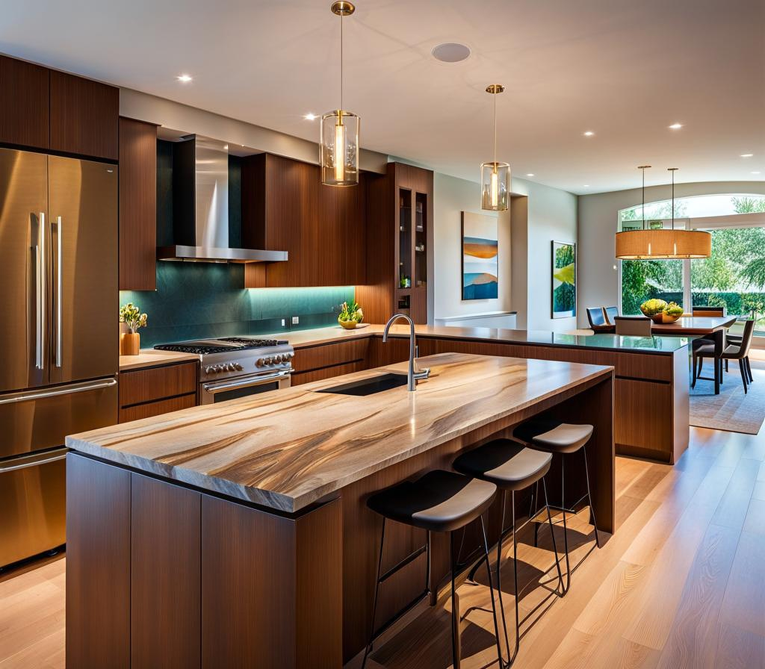 two different countertops in kitchen