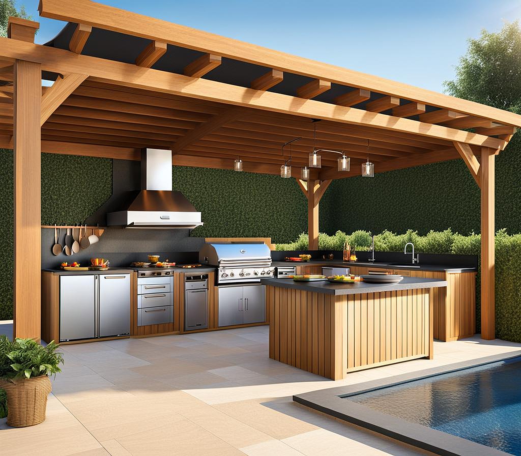 Contemporary U Shaped Outdoor Kitchen Designs